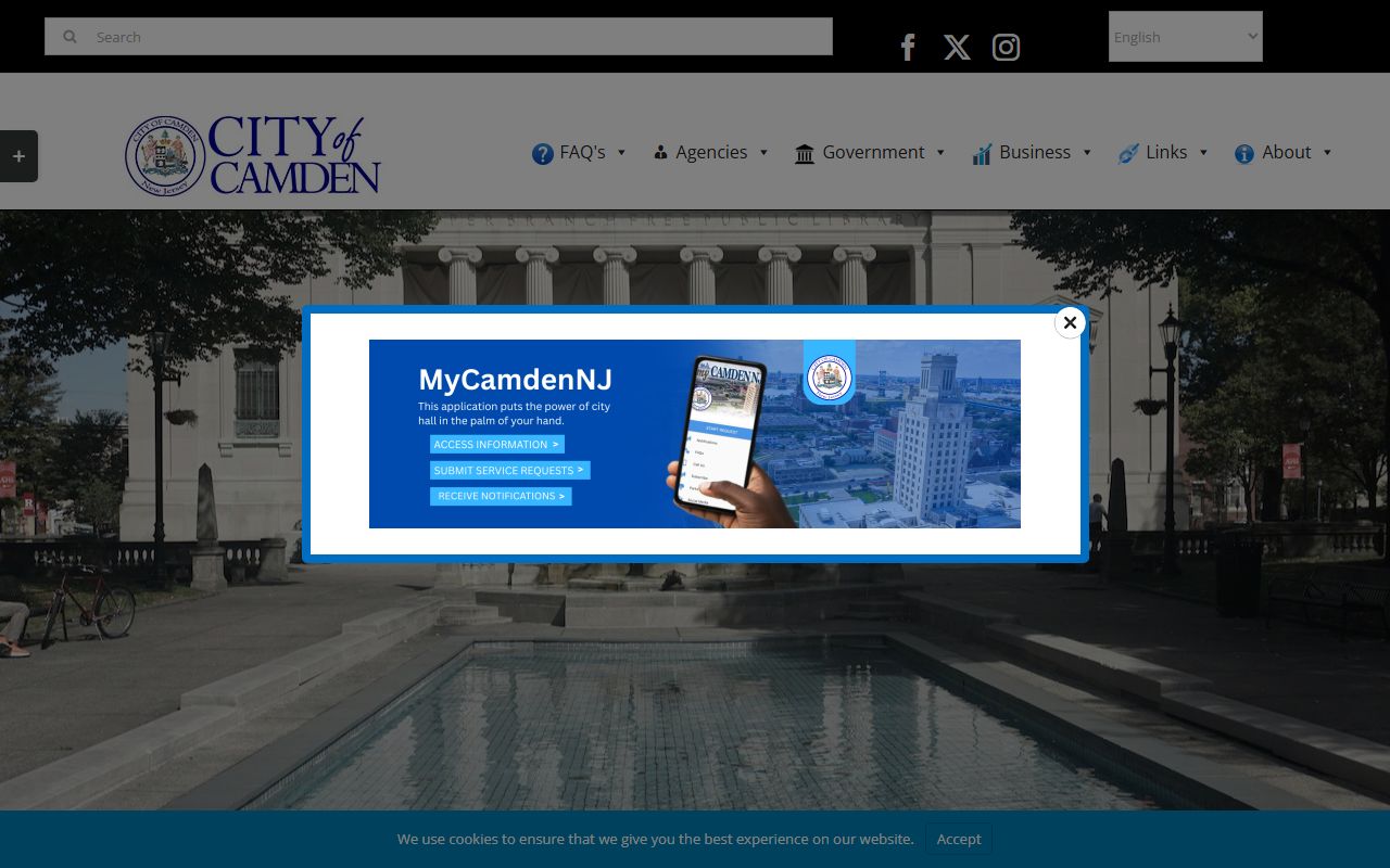 Camden Police Records Management Unit page for police blotter requests