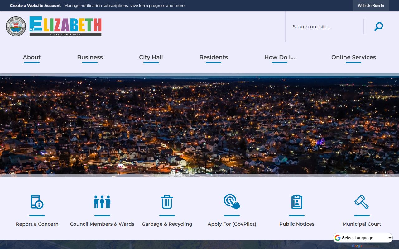 Elizabeth official city website for police blotter record searches