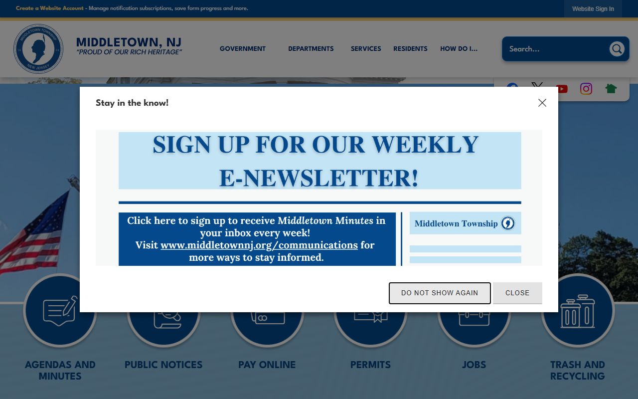 Middletown Township official website for police blotter and records access