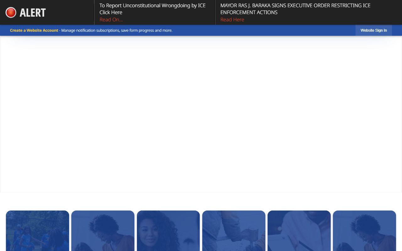 Newark city official website homepage for police blotter access