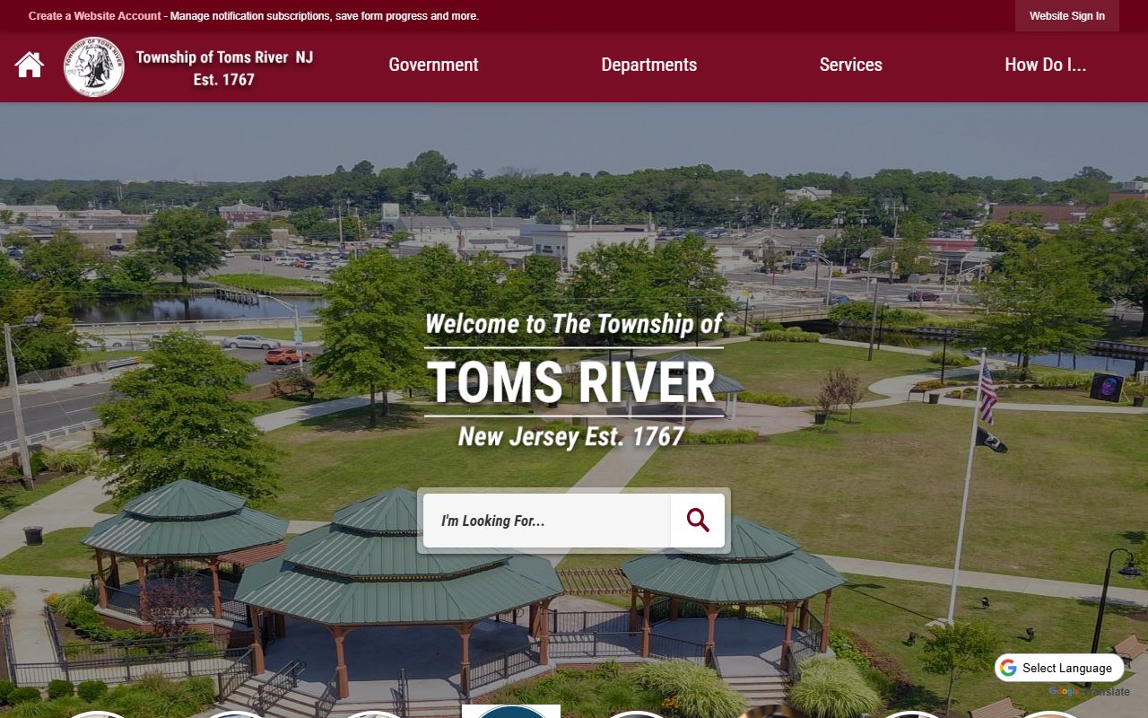 Toms River Township official website for police blotter access