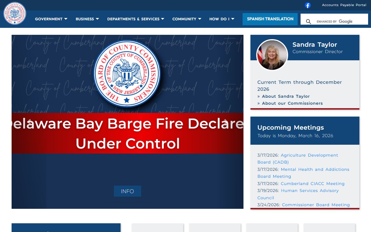 Cumberland County government website with links to police blotter and records resources