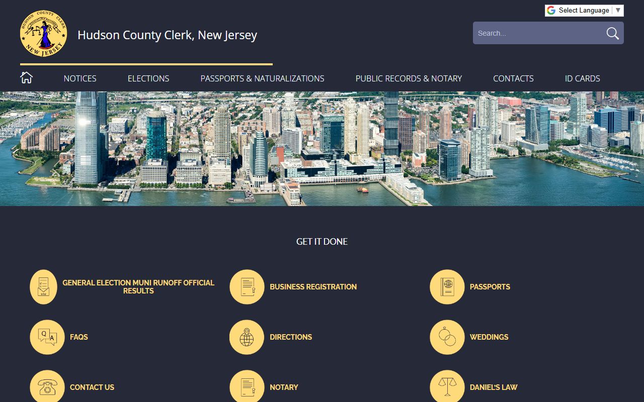 Hudson County Clerk website for police blotter records