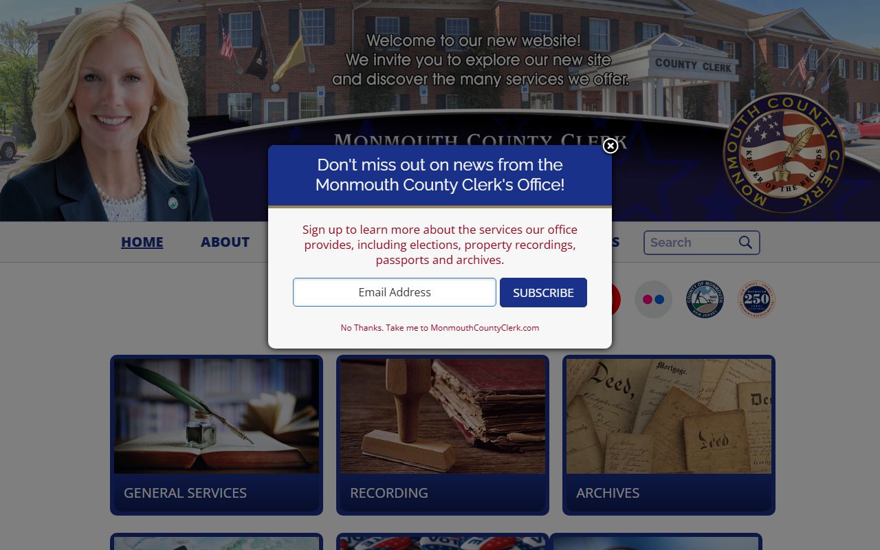 Monmouth County Clerk website for police blotter record assistance