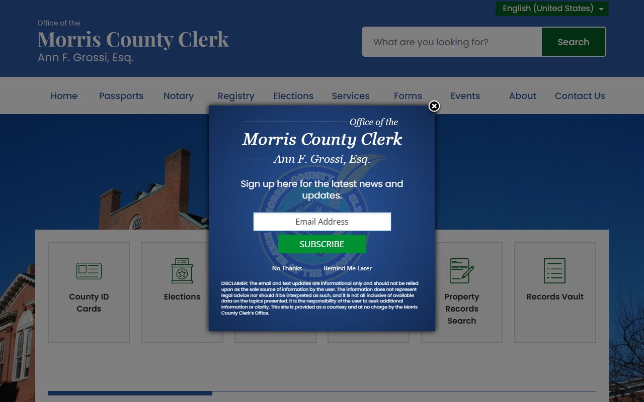 Morris County Clerk website for police blotter record guidance