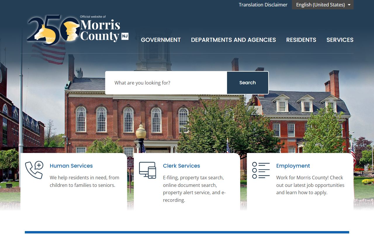 Morris County government website for police blotter resources