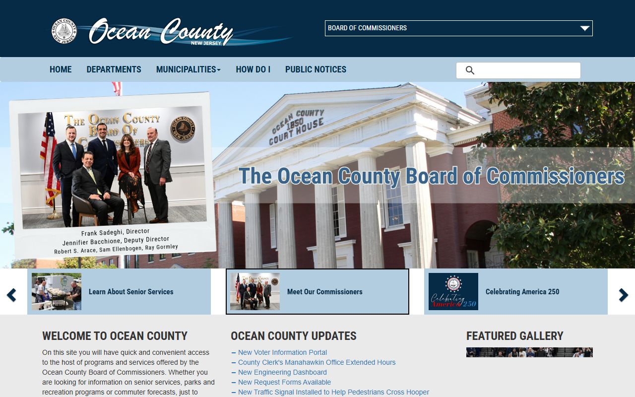 Ocean County government website for police blotter records access