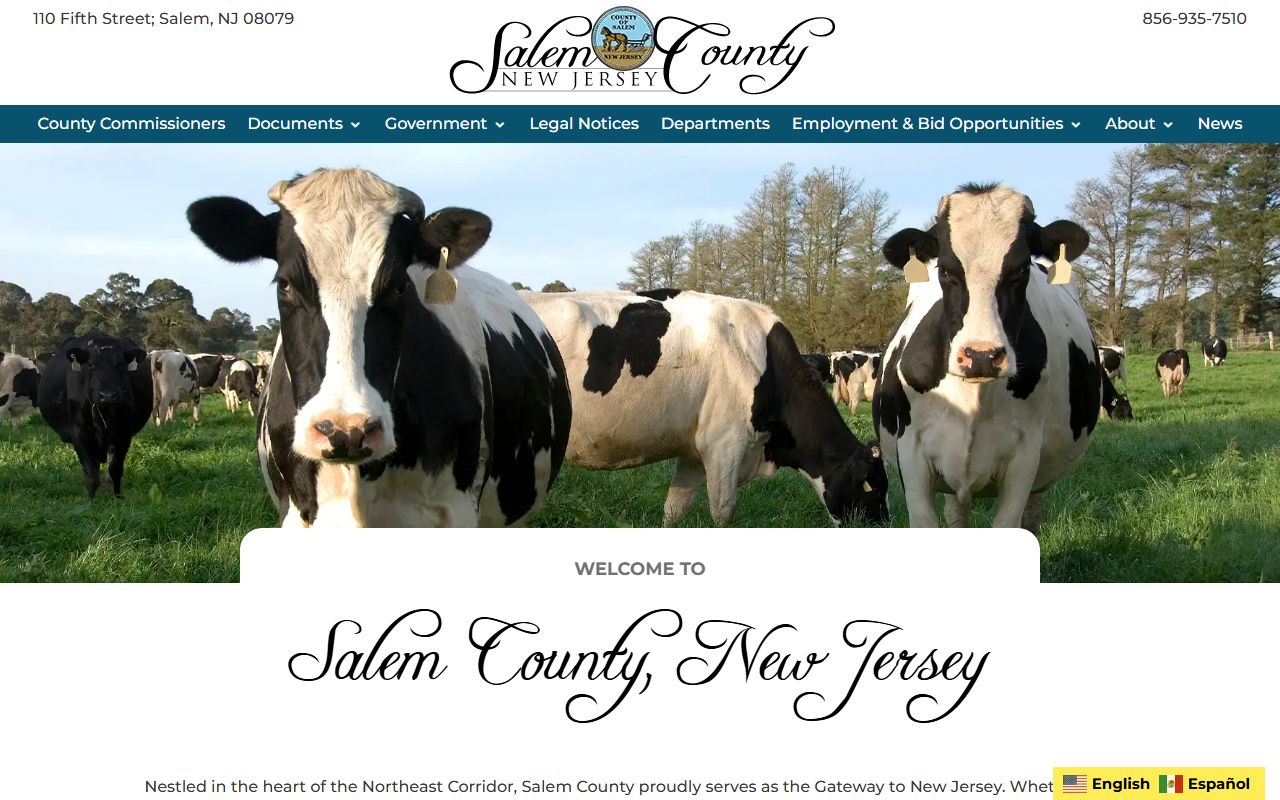 Salem County government website for police blotter records access