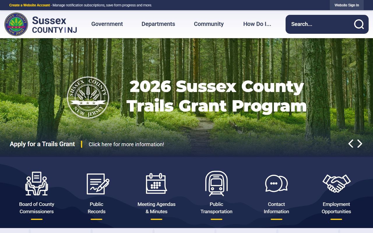 Sussex County government website for police blotter records access