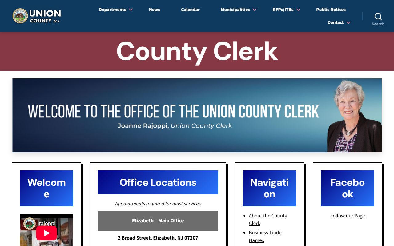 Union County Clerk land records page related to police blotter public records
