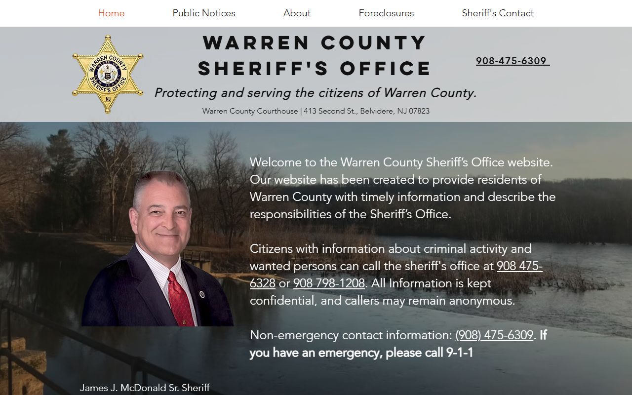 Warren County Sheriff Office main page related to police blotter services